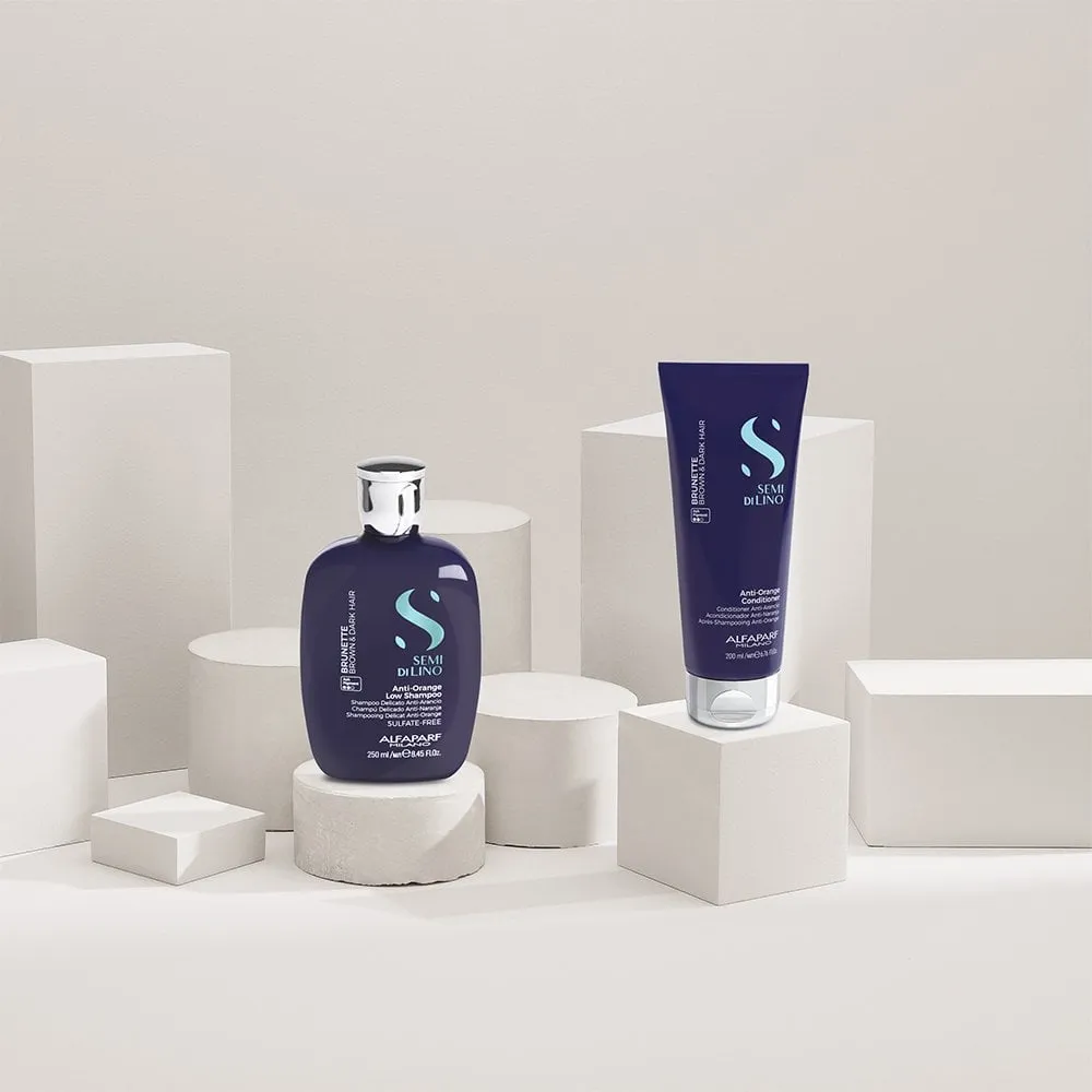 Alfaparf Milano Semi Di Lino Brunette Anti-Orange Low Shampoo 250ml & Conditioner 200ml Twin