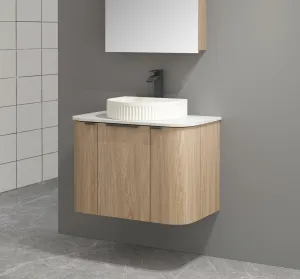 Ellie 750mm Curved Wall Hung Vanity   Luxe Stone Top