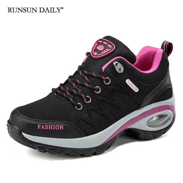 Womens Air Cushion Athletic Walking Sneakers - Breathable Gym Jogging Tennis Shoes